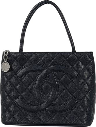 Chanel Black Grained Calfskin Handbag Tote Bag (Pre-Owned)