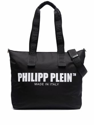 Philipp Plein logo-print large cotton tote bag - women - Nylon/Cotton - OS - Black