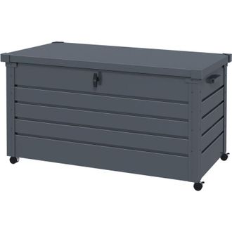 OUTSUNNY Baule da Giardino da 311L con Serratura e 2 Maniglie in Acciaio Grigio