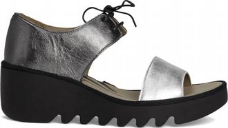 FLY London Womens Bilu 465 Lace-Up Sandal In Silver/graphite