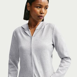 Nike Womens Nike Sportswear Chill Knit Slim Long-Sleeve Full-Zip Top in Grey | IM8379-012
