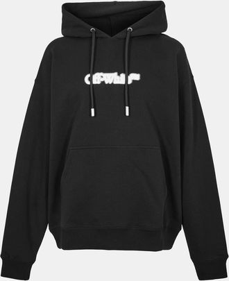 Off-white Mens Off White Lettering Hooded Neck Drop Shoulder Sweatshirt in Black-White - Size X-Small