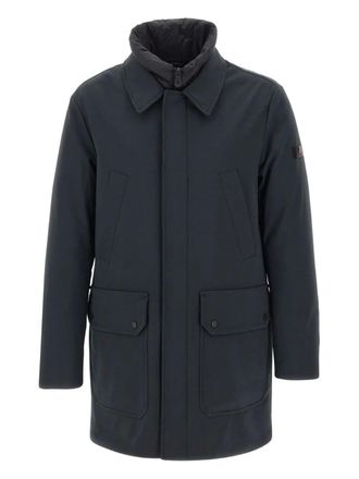 Peuterey double-collar flap-pocket coat - men - Polyester/Spandex/Elastane/Polyester/Duck Down/Duck Feathers - M - Black