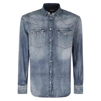 Dondup Texan Shirt - Heren - Overhemden - Blauw - Maat: L Katoen