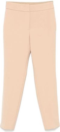 PESERICO Beige Slim Broeken met Elastische Tailleband - Dames - Vrijetijds broeken - Beige - 3XL - Katoen - Broeken