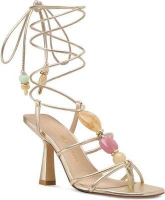 Stuart Weitzman Majorca Wrap Sandal 85 in Platino Silver at Nordstrom, Size 8.5