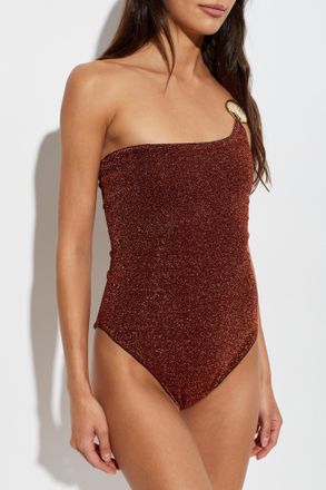 Os&eacute;ree One-piece Swimsuit With Lurex Thread, Womens, Brown