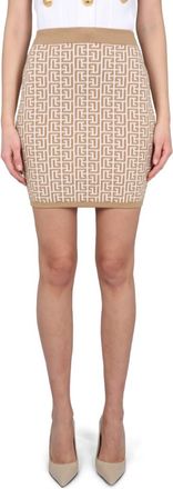 Balmain Beige Jacquard Mini Skirt