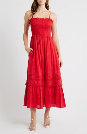 Cleobella Magnolia Ruffle Trim Maxi Dress in Goji Berry at Nordstrom, Size X-Small