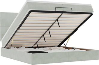 vidaXL Estructura Cama Otomana Colchones Terciopelo Gris Claro Vidaxl