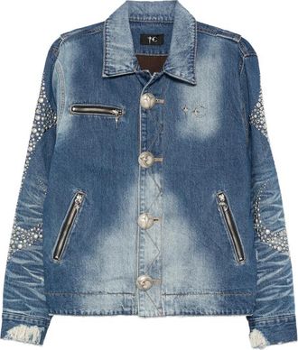 Thug Club Studded Faded Denim Jacket