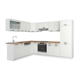 Vicco Cocina Esquinera R-line, Casa De Campo Blanca/blanca, 227 X 287 Cm, Et Roble