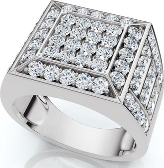 Pompeii3 Mens 3Ct Square Diamond Fashion Pinky Ring 10k Gold Lab Grown