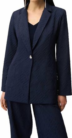 Joseph Ribkoff Geometric Textured Blazer Jacket In Midnight Blue