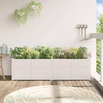 Berkfield Home Beautiful Garden Planter White 180x50x50 cm Solid Wood Pine | Size: 180 x 50 x 50 cm
