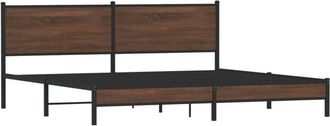 vidaXL Vidaxl - Estructura De Cama Sin Colch&oacute;n Metal Roble Marr&oacute;n 193x203 Cm