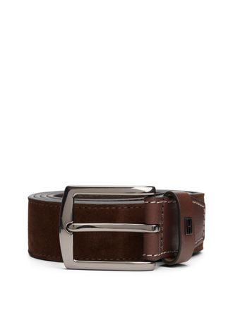 Tommy Hilfiger Lederg&uuml;rtel TOMMY HILFIGER DENTON ELEVATED SUEDE 3,5 cm breit, Herren, Gr. 11,5, rich walnut, Rindsleder, G&uuml;rtel Lederg&uuml;rtel, aus Wildleder, kontrastf