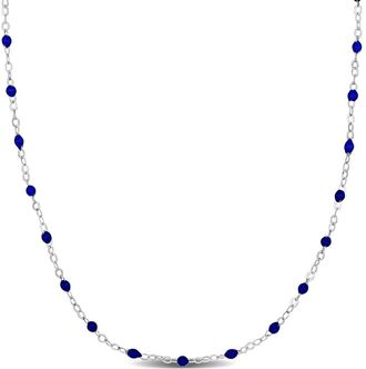 Delmar Sterling Silver Blue Enamel Bead Station Chain Necklace at Nordstrom Rack