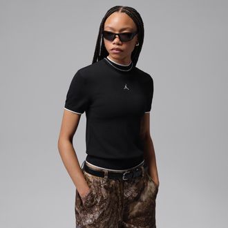 Nike Jordan Womens Jordan Sport Mock-Neck Short-Sleeve Golf Top in Black | IM8557-010