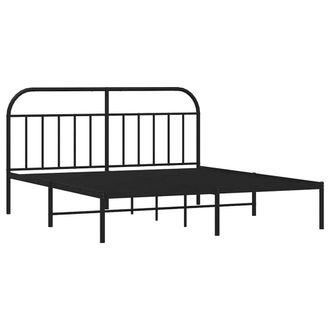 Berkfield Home Metal Bed Frame with Headboard Black 183x213 cm