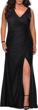 La Femme Sequin Plus Size Dress with Off the Shoulder Detail in Black at Nordstrom, Size 14W