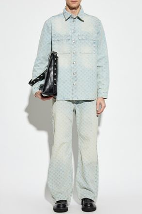 Misbhv Denim Shirt With Monogram, Mens, Light Blue