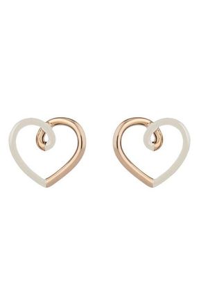 Bea Bongiasca Love Two-Tone Heart Earrings in Cream at Nordstrom