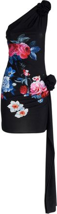 Magda Butrym Abito corto monospalla a fiori - Nero
