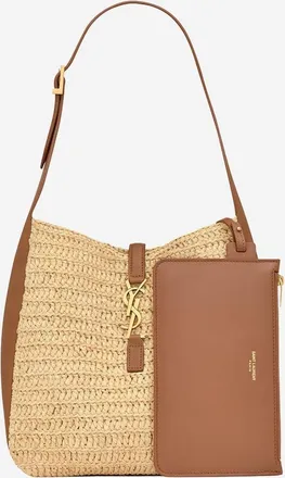 Saint Laurent Womens Shoulder Bag Le 5 &Agrave; 7 Raffia And Leather Natural