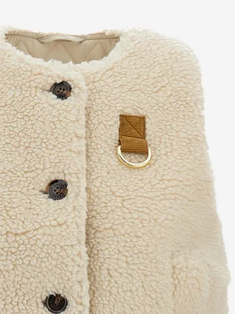 Barbour Fur-Effect Nylon Vest - Ivory