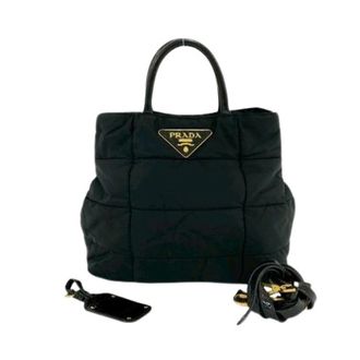 Prada Pre-owned Tote Bags, female, Black, Size: ONE SIZE Pre-owned Nylon Leather 2way Bag