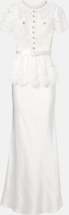 Self Portrait Abito da sposa in raso di pizzo con decorazioni