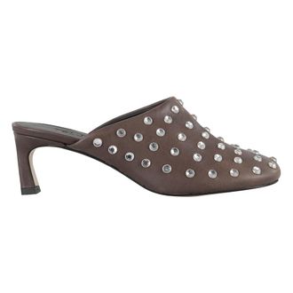 Tela Rhinestone Mule in donkerbruin canvas - Dames - Muiltjes - Bruin - 40 EU - Schoenen