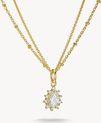 Thomas Sabo doppia catenina con zirconi bianchi a goccia in oro giallo, bianco