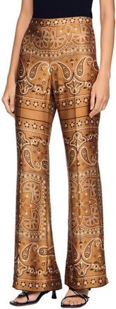 Sandro Bandana-print floaty trousers in Brown /Black at Nordstrom, Size 42 Eu