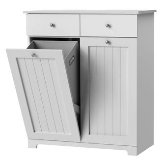 ML Design Mueble blanco de lavadero para colada con 2 compartimentos y 2 cajones