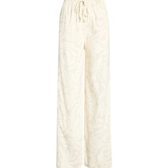 Nordstrom Linen Blend Drawstring Pants in Ivory- Beige Fira Bloom at Nordstrom, Size Xx-Small