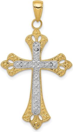 Diamond2Deal 14k Yellow Gold Rhodium Textured Cross Pendant