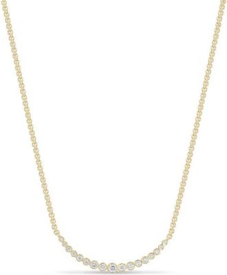 Zo&euml; Chicco 14K Gold Graduated Bezel Diamond Necklace in 14K Yellow Gold at Nordstrom, Size 16