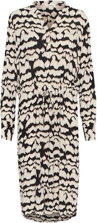 Soaked In Luxury Zig Zag Jurk in Whitecap Gray - Dames - Casual kleedjes - Beige - S - Kleedjes