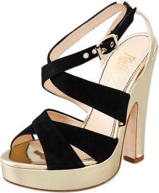 Jerome Rousseau Black Suede Sandals Size 36.5