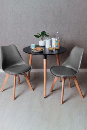 Regalos Miguel Regalos Miguel - Black Friday - Conjunto Mesa Tower Redonda 80 Cm Negra Y Pack 2 Sillas Synk Basic - Gris