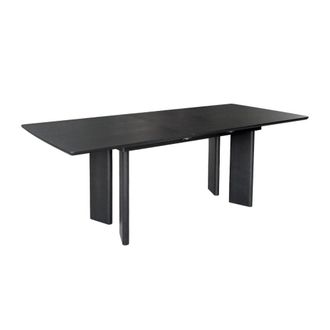 Sweeek Mesa de comedor rectangular extensible de madera, 6-8 plazas, negro