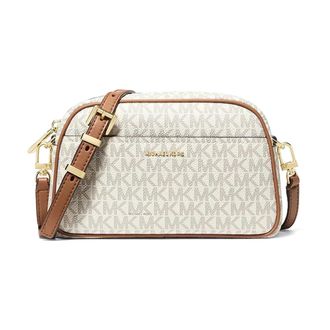 Michael Kors Cross Body Bags, female, White, Size: ONE SIZE Jet Set Small Signature Logo Camera Crossbody Bag