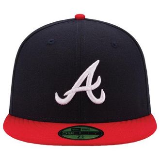 New Era Womens Braves 59Fifty Authentic Cap - Navy/Red Size 7 1/8