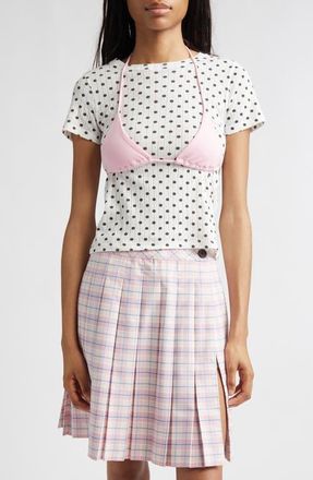 Sandy Liang Effie Bikini Top Layered Pointelle Baby Tee in White Multi at Nordstrom, Size X-Large