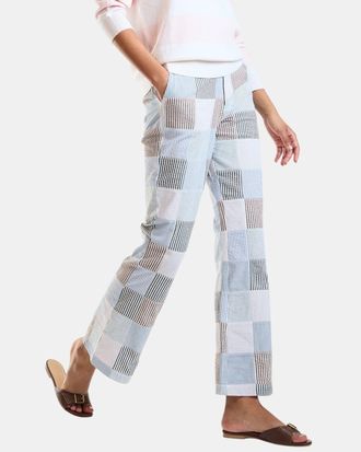 Cynthia Rowley Seersucker Madras Cropped Trouser