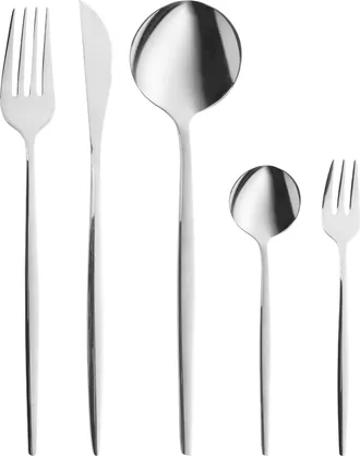 Beliani Cuberter&iacute;a Moderna Conjunto 30 Cubiertos Para 6 Personas Cuchillo Tenedor Cuchara Cucharilla Tenedor Para Postre Acero Inoxidable Plateado Rigatoni