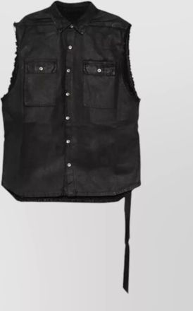 Rick Owens sleeveless jumbo overshirt darkshadow pockets