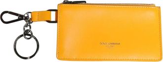 Dolce & Gabbana Lederen creditcard sleutelhanger clip-on portemonnee - Heren - Portefeuilles - Geel - ONE Size - Leer - Accessoires